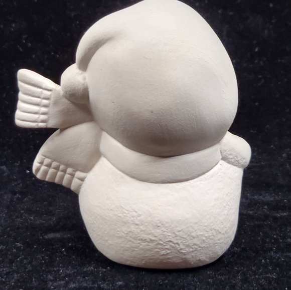 Cute Little 3 3/4" Tall Ready To Paint Ceramic Bisque Snowman With Hat and Scarf - Picture 5 of 10